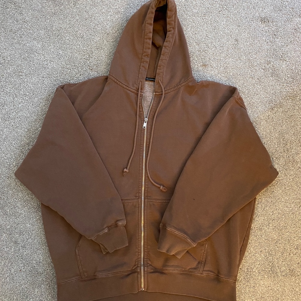 brandy melville brown zip up hoodie